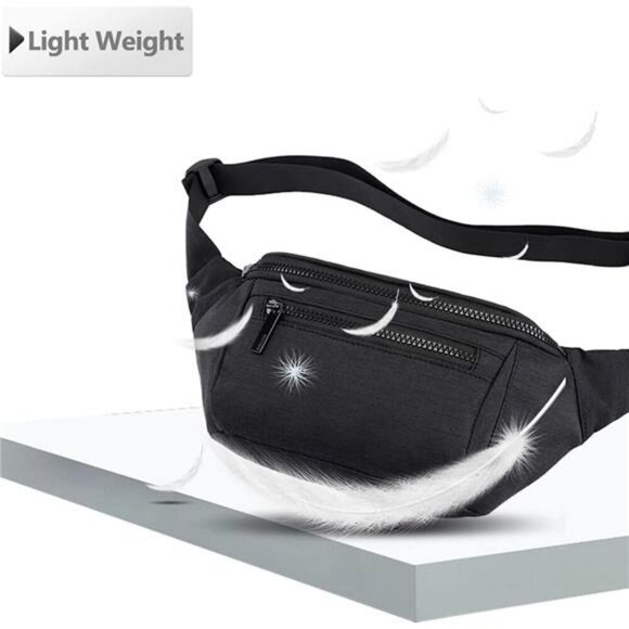 Black Fanny Pack Crossbody Waist Bag for Men Women Travel Running Hiking - Picture 6 of 7